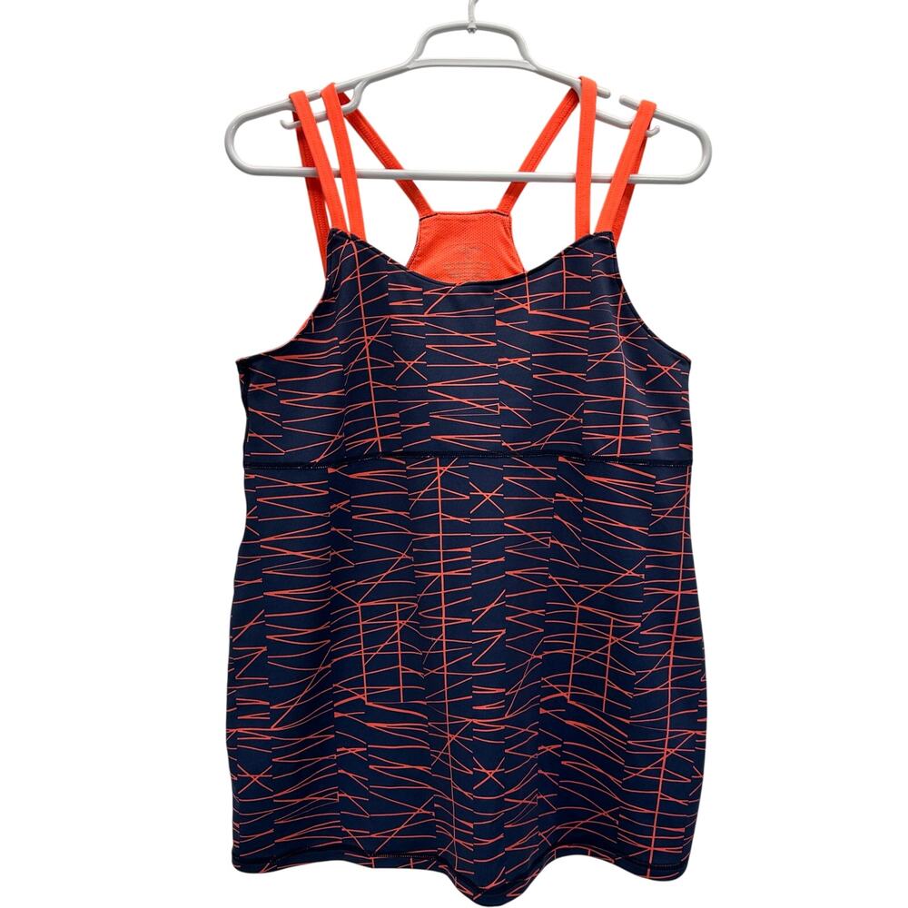 Oiselle Tank Top Built in shelf bra Blue Orange Size 12